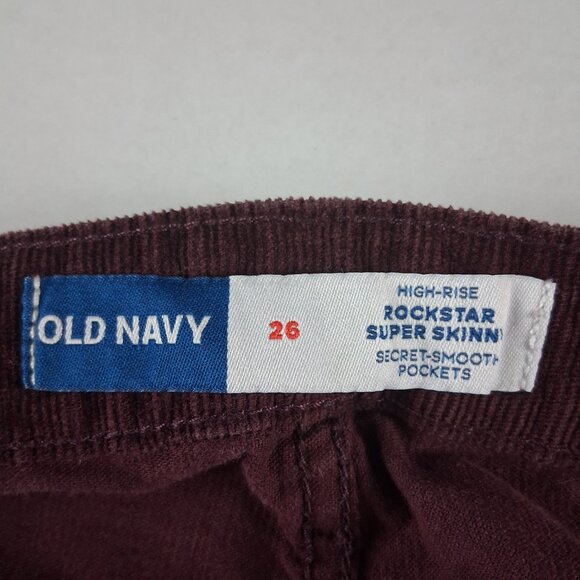 Old Navy High Rise Rockstar Super Skinny Corduroy Pants Women's Size 26 Burgundy - Picture 7 of 8
